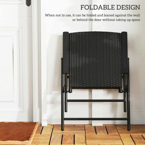 Wyld Haus Luvaka Nene Rattan Black Folding Garden Chairs Set Of 2
