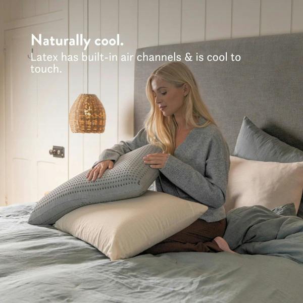 Graphite Latex Pillow - Natural foam pillow alternative soft bouncy supportive cooling 100% cotton undyed unbleached cover 