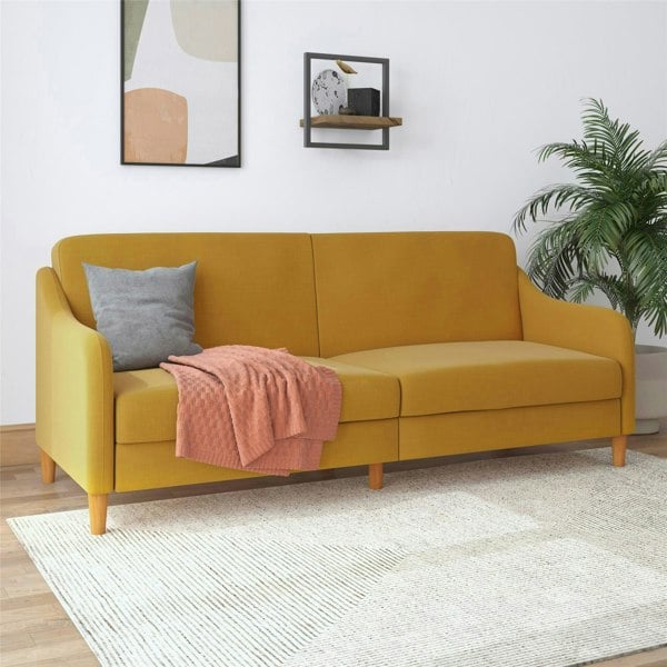 Dorel Home Jasper coil 3-seater Sofa Bed in mustard fabric