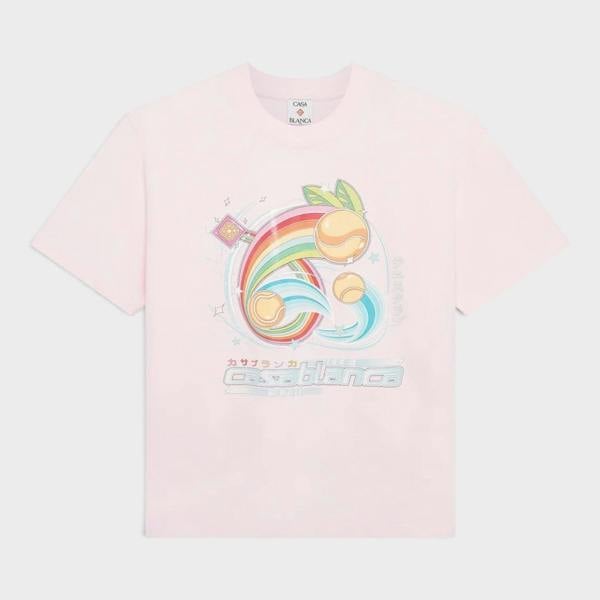 Casablanca Manga Tennis Ball Printed T-Shirt Pale Pink