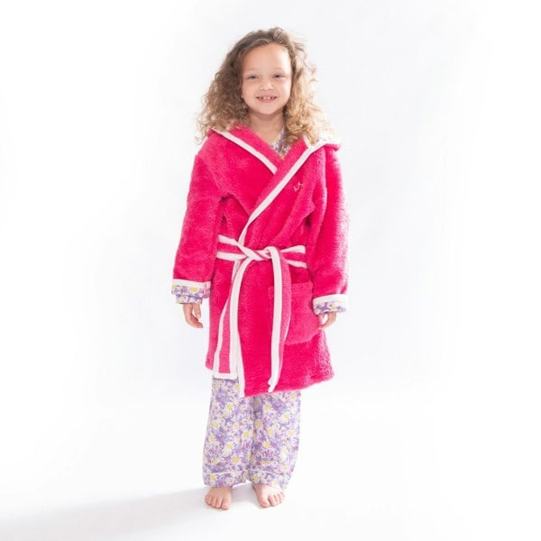 Luca and Rosa Dizzy Daisy Print Pink Girls Dressing Gown