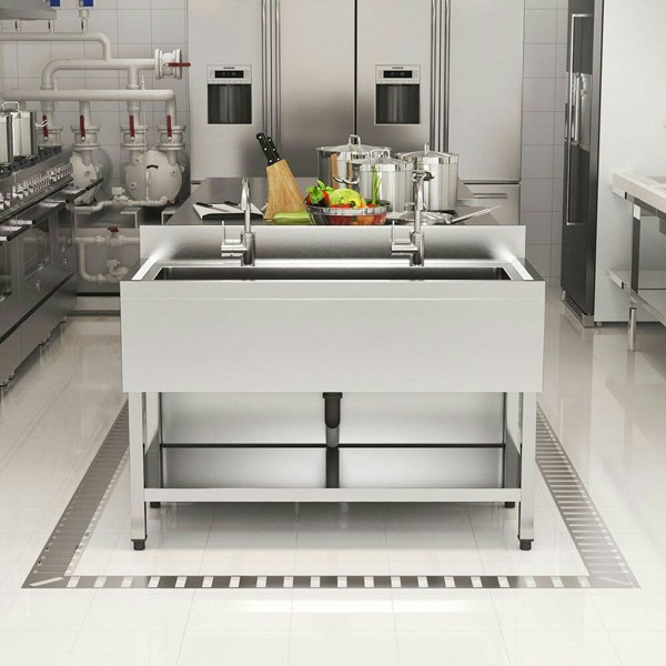 Premium Stainless Steel Deep Sink with Front Surround and Shelf Living and Home