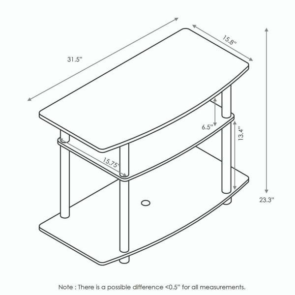 WALPLUS Modern Furniture Piece for Stylish and Functional Home Use | 13192DWN Turn N Tube No Tools 3 Tier TV Stands, Dark Walnut