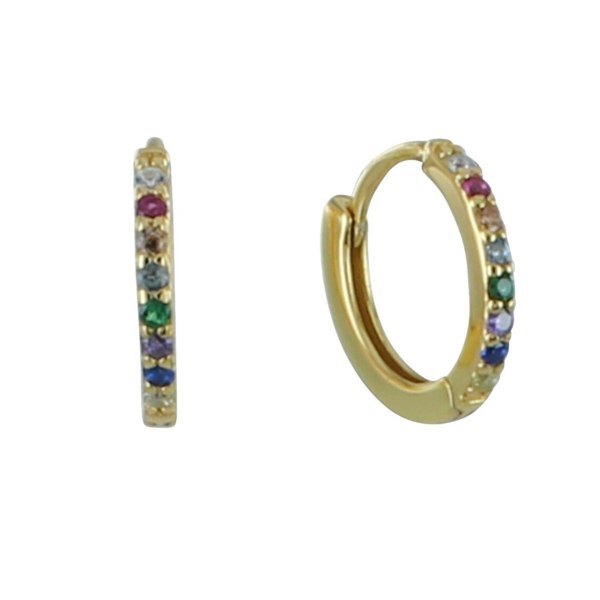 Sterling Silver Multi Coloured Stone Pavé Sleeper Earrings - Reeves & Reeves