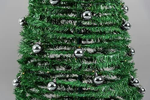 4ft, 5ft and 6ft Pre-Lit Pop Up Christmas Trees with Silver Baubles and Warm White LED Lights image 6
