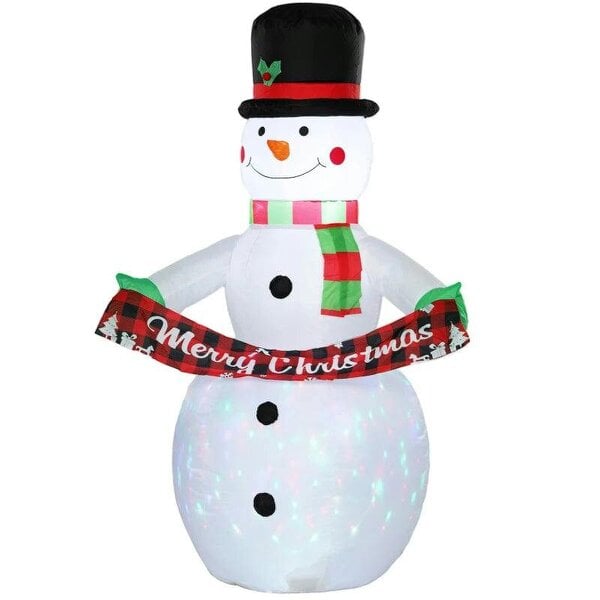 Bobobiy Inflatable Christmas Decoration, 6.7FT Christmas Inflatable Snowman with Colourful LED Light