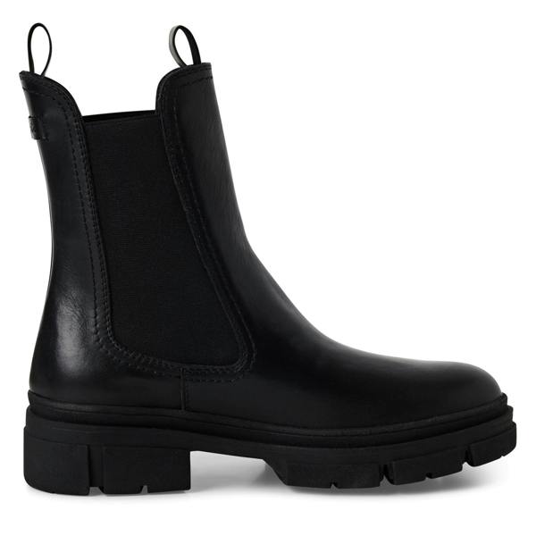 Tamaris Womens Black Leather Classic High Pull-On Chelsea Ankle Boots
