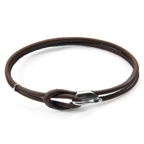 Anchor & Crew Mocha Brown Orla Silver and Nappa Leather Bracelet