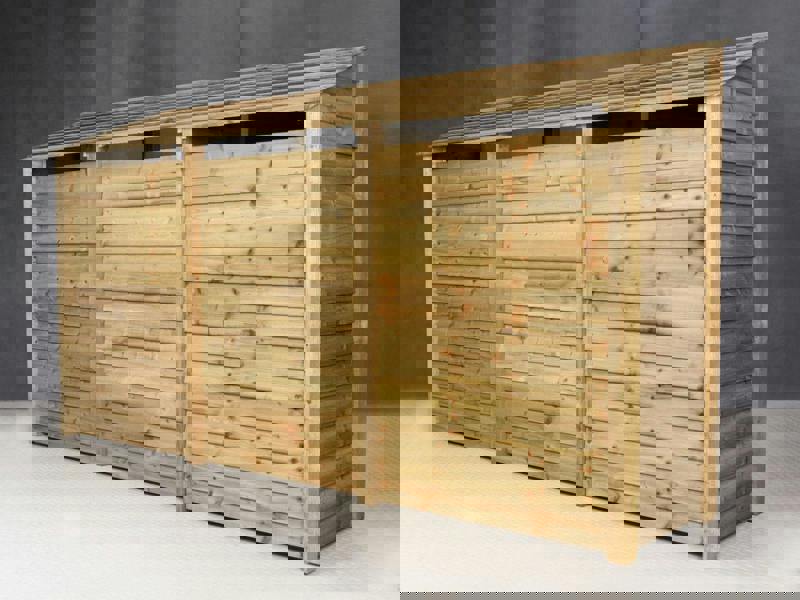 Arbor Garden Solutions Wooden Log Store (Roof Sloping Back) with Doors W-335cm, H-126cm or 180cm, D-88cm