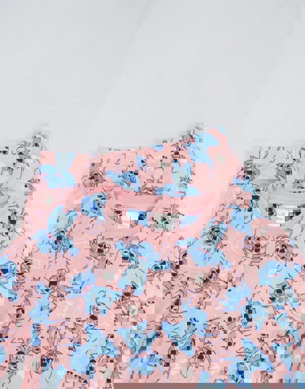 Lilo & Stitch Girls Pink Character Long Sleeve Long Leg Pyjama and Jumper 3 Piece Set