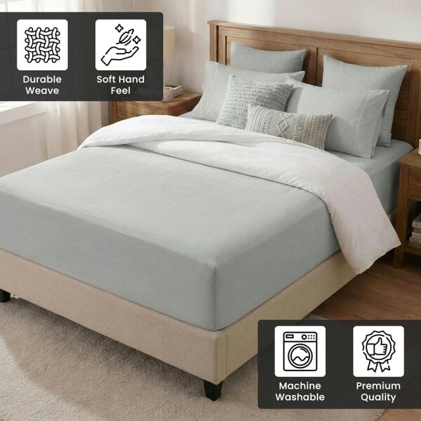 Smart Living Set of 3 King 32cm Deep Deluxe Fitted Sheet - Grey