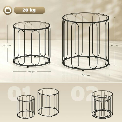 Wyld Haus Roro Metal Black Set Of 2 Elliptical Cut Out Nesting Tables