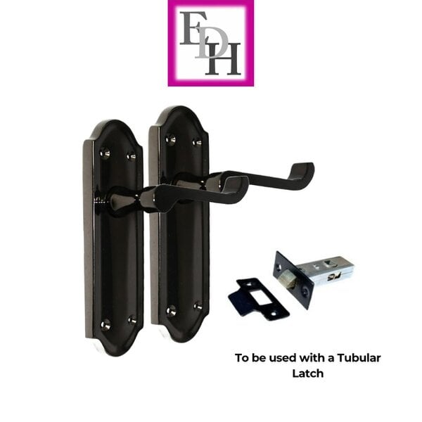 EDH Door Hardware Black Nickel Internal Door Handles Ashford Style Lever Latch – Epsom Pair Set