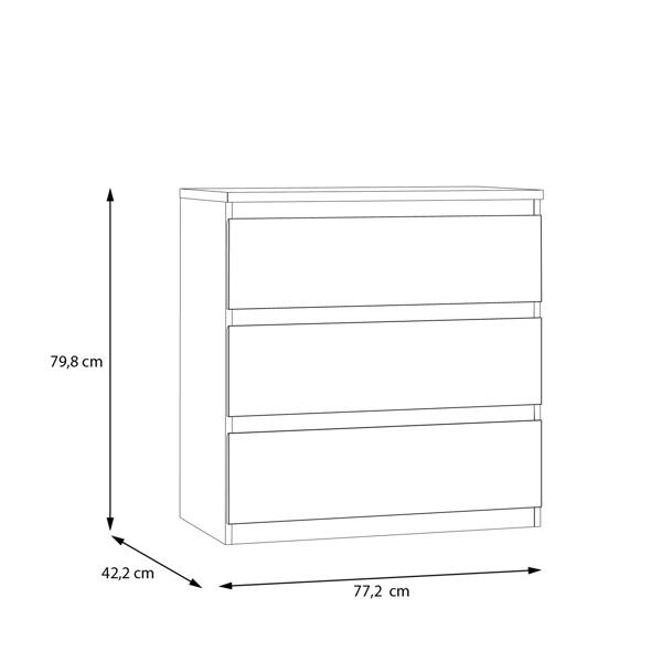 Edmore 3 Drawer Chest in White