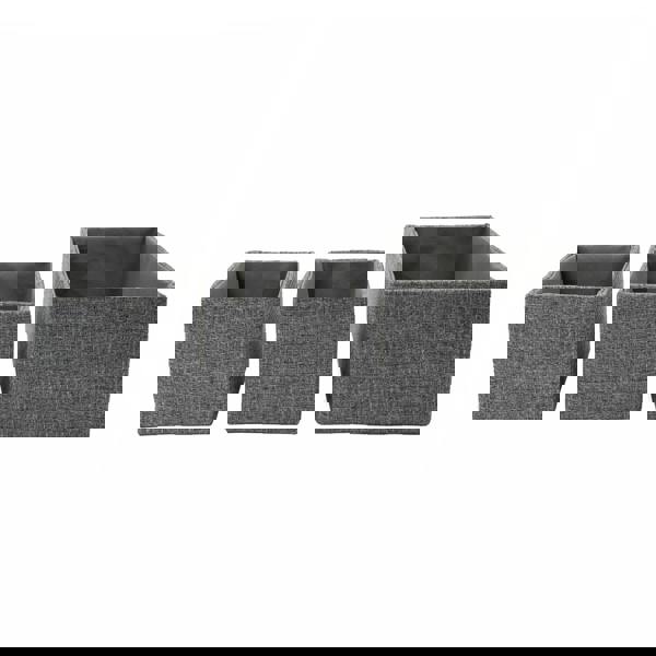 JVL Chroma Rectangular Fabric Storage Baskets for Home Organisation, Set of 3, Grey