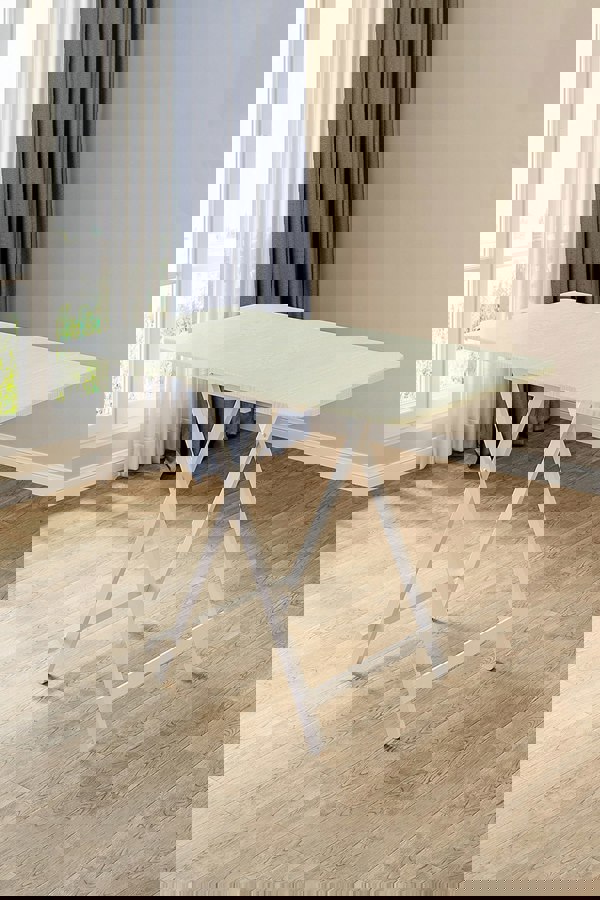 Living and Home 3pcs 100cm Folding Table and 2 Chairs Set Indoor Outdoor Kitchen Dining Set Furniture