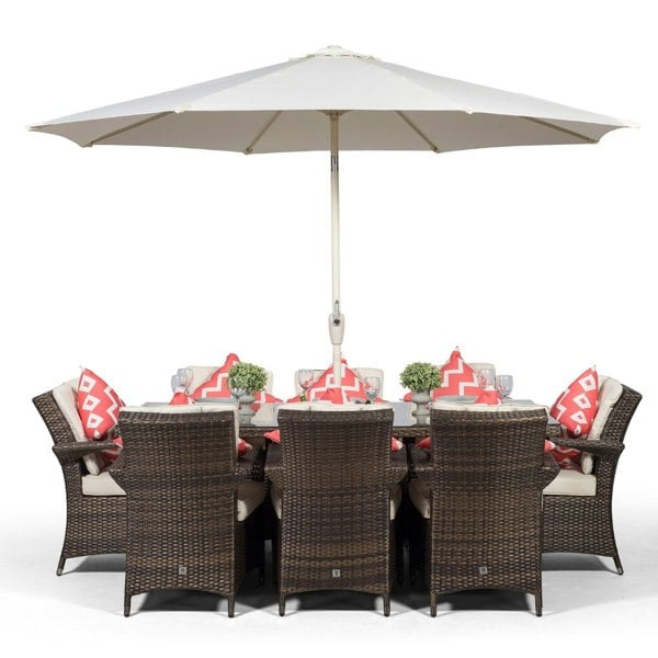 Giardino Arizona Rectangular 8 Seater Patio Dining Set with Ice Bucket Drinks Cooler
