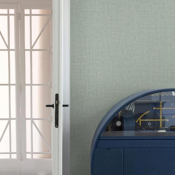 Grandeco Boutique Trente Linen Effect Luxury Weight Embossed Wallpaper, Sea Green