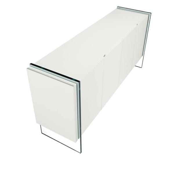 Angel Cerdá Sideboard white wood and tempered glass 3058