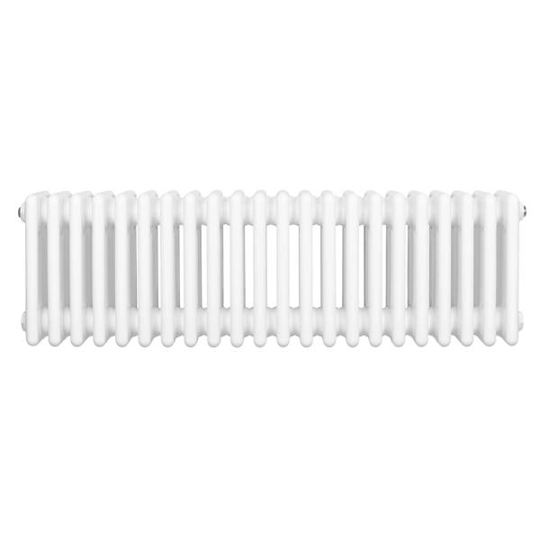 Traditional 4 column radiator in white, featuring a smooth, glossy finish and a classic design, measuring 300 x 1010mm