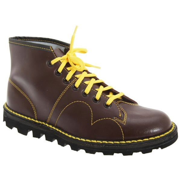 Grafters Men's Original Coated Leather Retro Monkey Boots - Wine