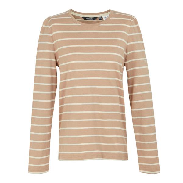Regatta Womens/Ladies Federica II Stripe Long-Sleeved T-Shirt - Warm Taupe/Light Vanilla - 