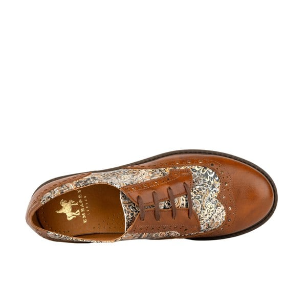 Embassy London DreamFiters - Brown Signature - Women's round toe leather derby shoe on durable rubber sole