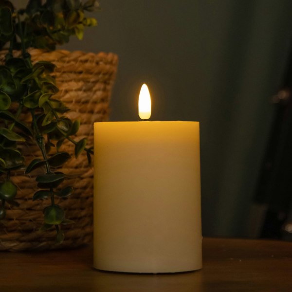 Samuel Alexander Set of 3 Cream Wax Melted Pool Effect Candles with Timer Function and Warm White LEDs
