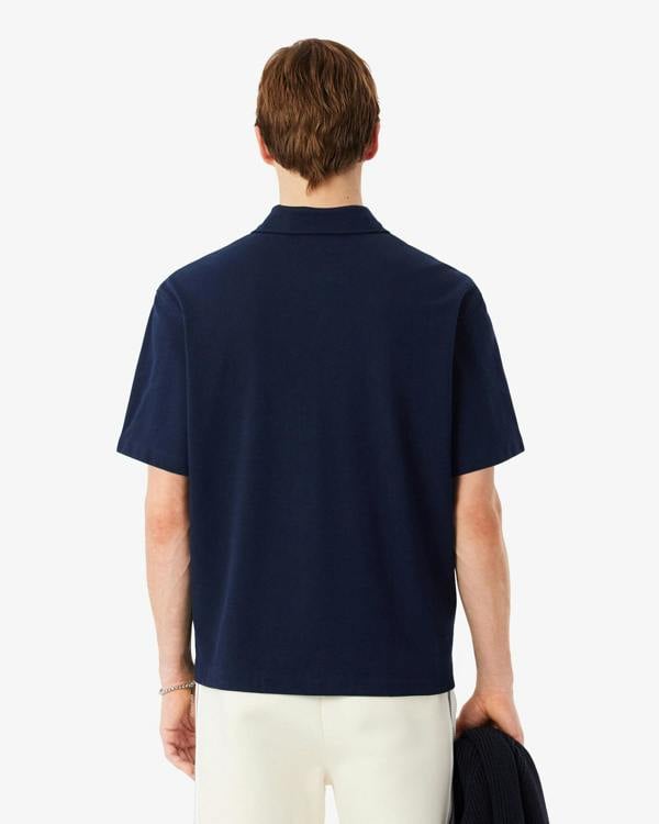 Lacoste Relaxed Fit Short Sleeved Mens Piqué Shirt - Navy Blue 166 | CHO | Designer Mens Short Sleeve Shirts