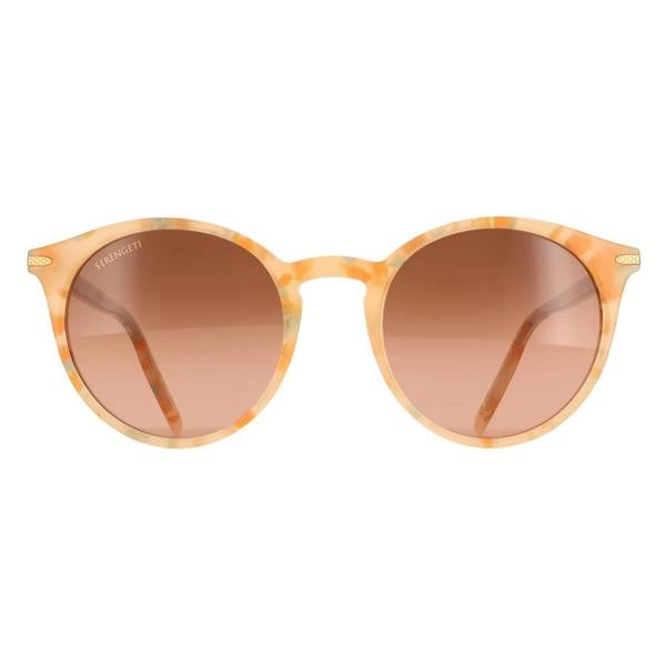 Serengeti Sunglasses Leonora SS028004 Shiny Peach Marble Mineral Polarized Drivers Gradient