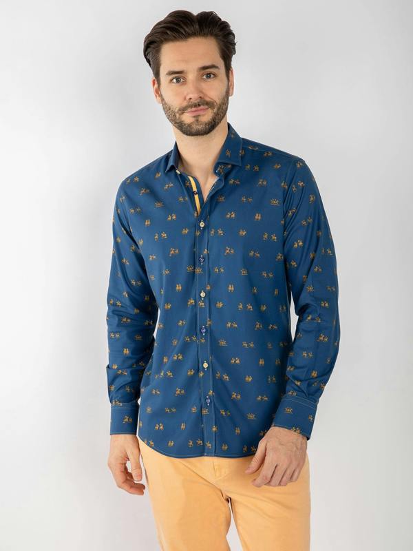 THE POLO PLAYER TENCEL PRINT SHIRT - Claudio Lugli Shirts