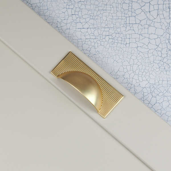 Handle & Home Brushed Brass Ribbed Detailing Handles and Coordinating Knobs