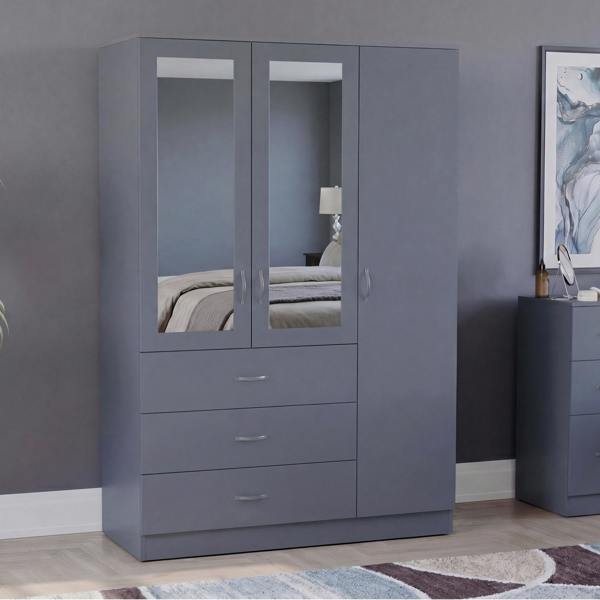Vida Designs Riano 3 Door 3 Drawer Mirrored Wardrobe
