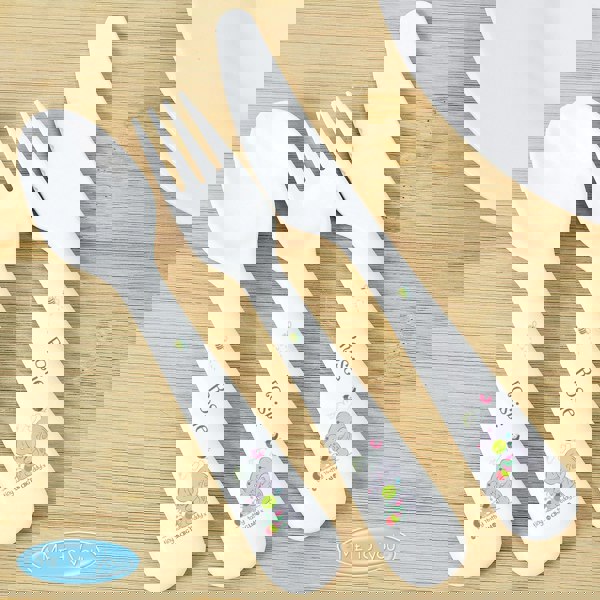 Personalised Memento Company Personalised Tiny Tatty Teddy Cuddle Bug 3 Piece Plastic Cutlery Set