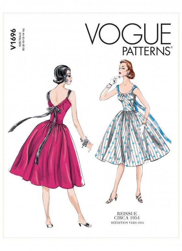 Vogue Sewing Pattern 1696, Dresses, Vintage Style for Women, B5 (8-10-12-14-16) - Easy