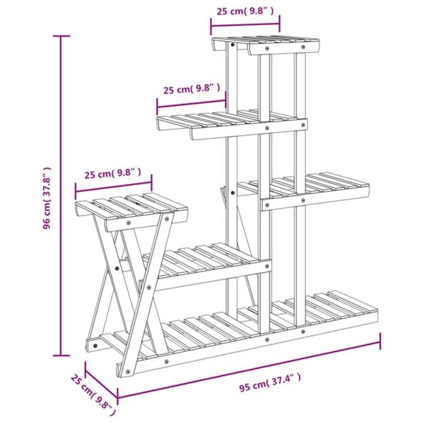 Berkfield Flower Stand 95x25x96 cm Solid Wood Fir