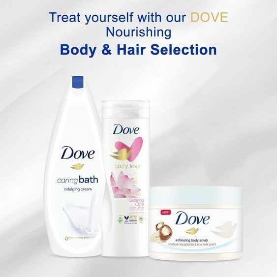 Dove Bath Bundle with Body Scrub, Bath Cream and Glowing Ritual Body Lotion
