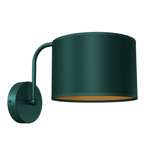 Milagro Verde Hand Made Scandi Style Wall Lamp In A Rich Green Finish With Gold Accents Holds 1xE27 LED Bulb