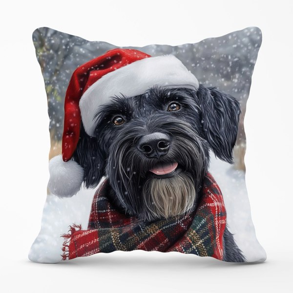 Warren Reed Christmas Giant Schnauzer Cushion