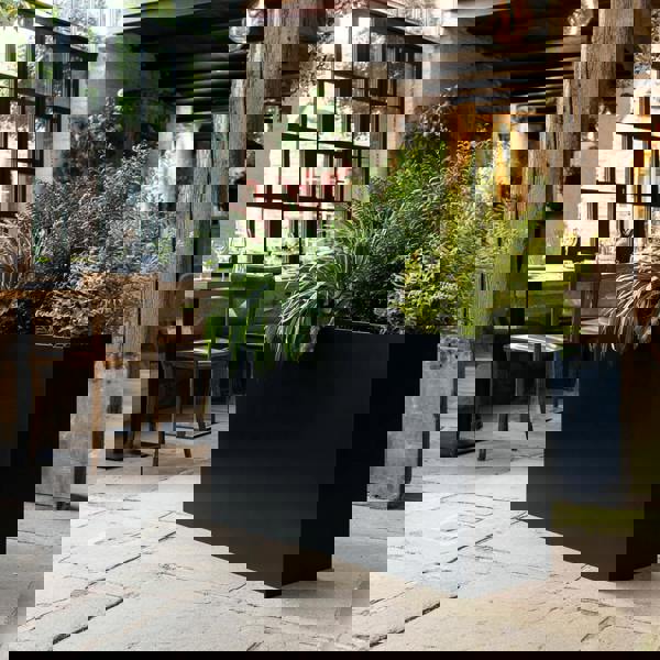 Nicoman Galvanised Matte Black Trough Metal Planter - 90cm x 82cm