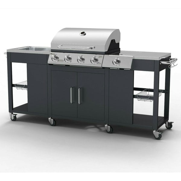 Tepro Petersburg Outdoor Kitchen with 4 Burner Gas Grill, Side Burner and Sink