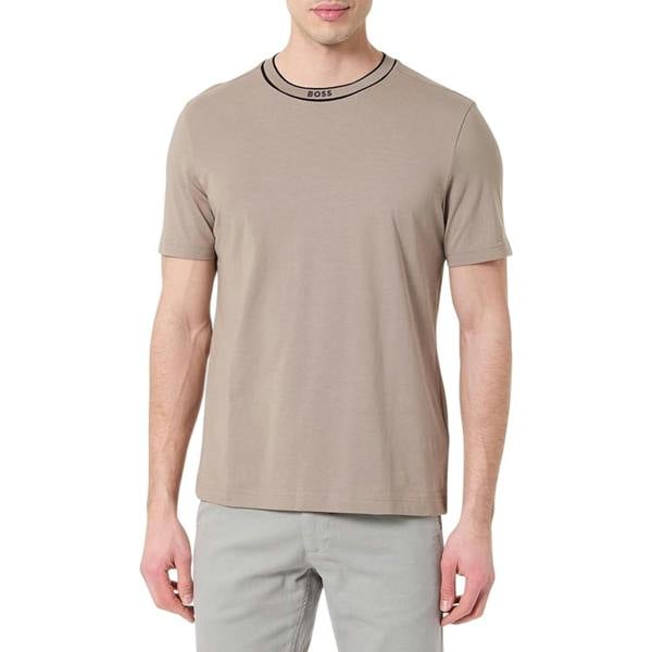 Boss Mens Crew Neck Regular T-Shirt - Light Beige - 