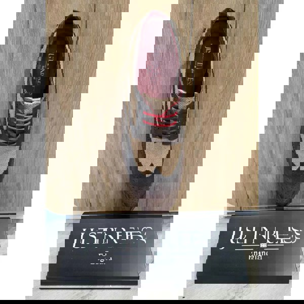 Justin Reess Cole - Men's Brown Leather Canvas Detailing Brogue Shoes