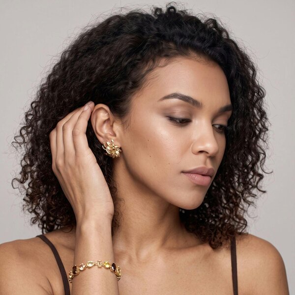 Uchi & Soto Kinmokusei Gold Floral Statement Stud Earrings
