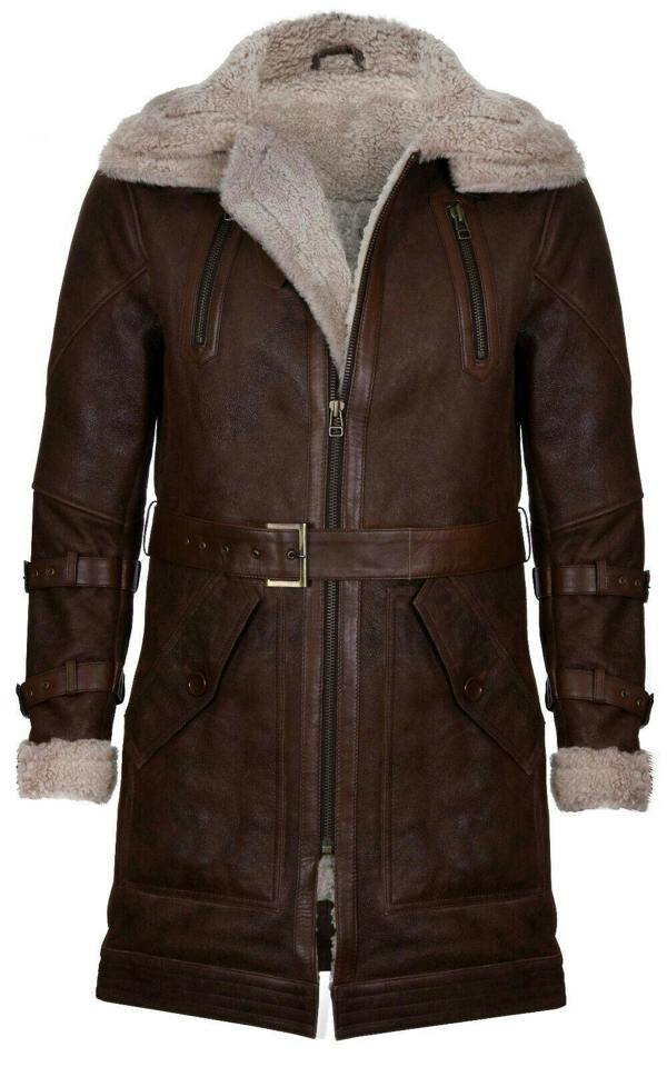 Infinity Leather Mens 3/4 Warm Leather Sheepskin Trench Coat-Medina