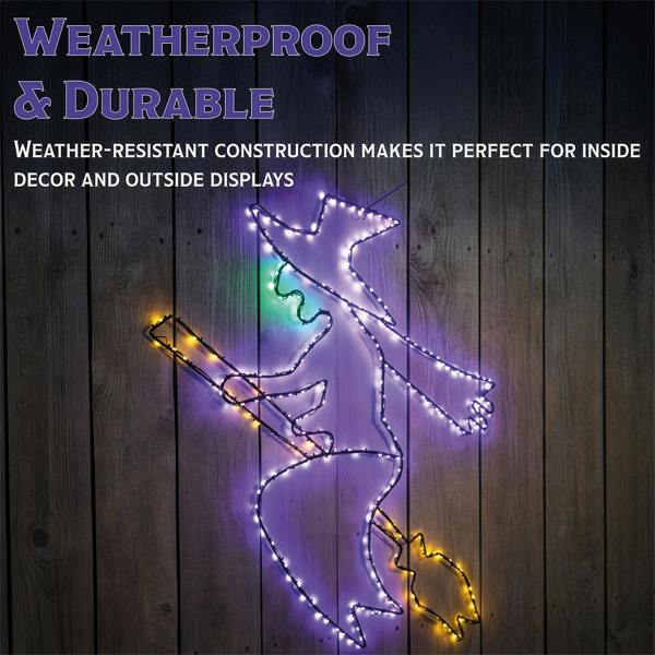 Fxlab Multicolour Micro LED Metal Silhouette Witch Outdoor with Timer