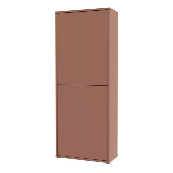 Furniture To Go Alice Springs Tall Shoe Cabinet with 4 Doors Push-to-Open in Terracotta