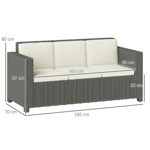Wyld Haus Necolo Rattan Cream 3 Seater Outdoor Sofa with Cream Cushions