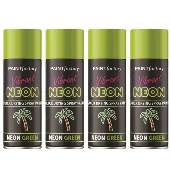 Paint Factory 4X  Fluorescent Neon Green Spray Paint 200ml