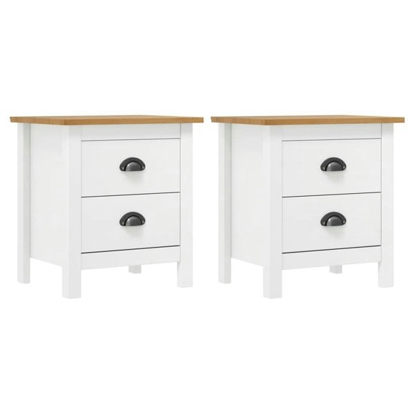 Berkfield Bedside Cabinet Hill 2 pcs White 46x35x49.5 cm Solid Pine Wood